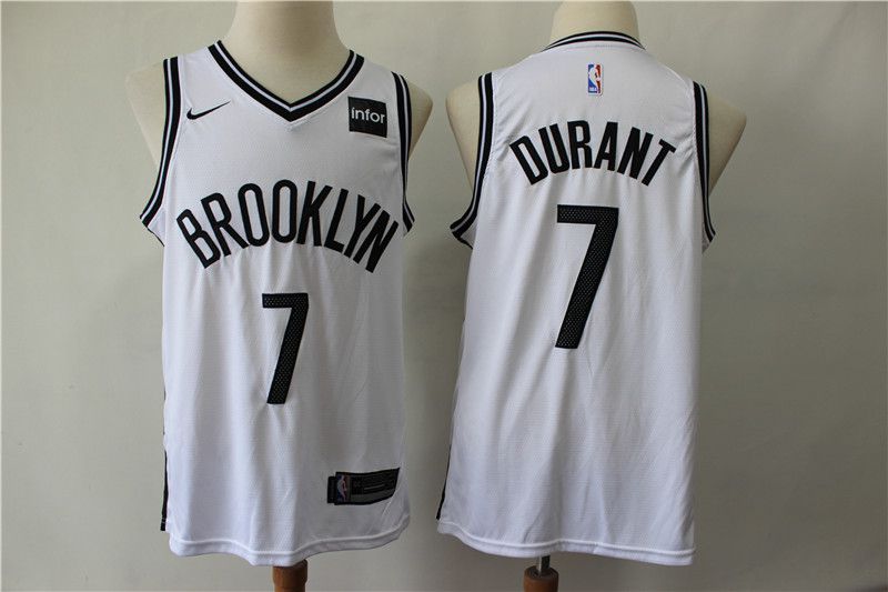 Men Brooklyn Nets 7 Durant White Nike Game NBA Jerseys